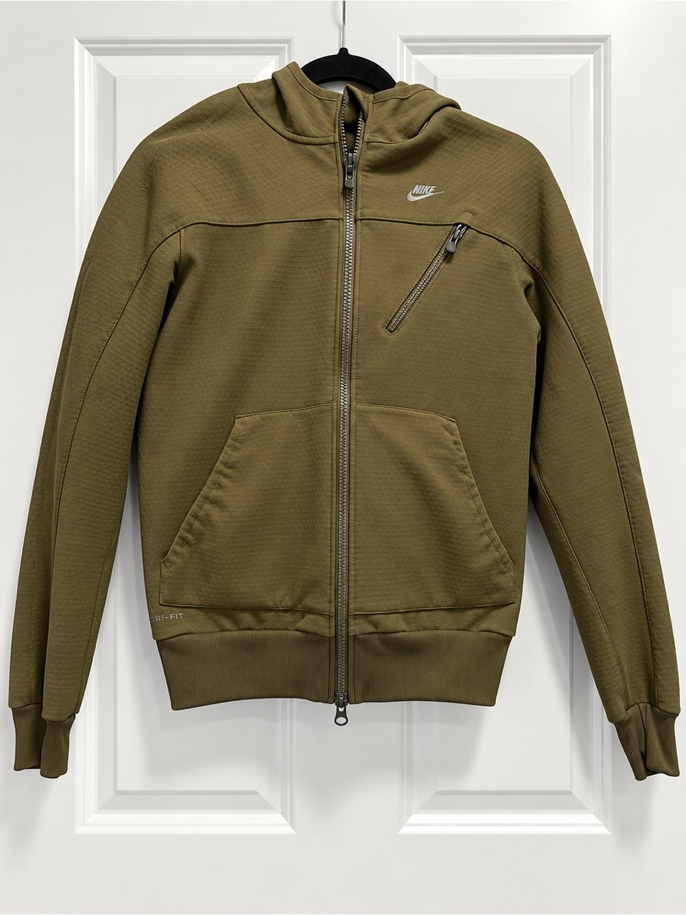 Nike Dri-FIT Olive Green Full Zip Hooded Jacket Tech Fleece